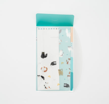 MIDORI Cat 3 Pockets Clear-holder A5 Slim with Cover with things inside