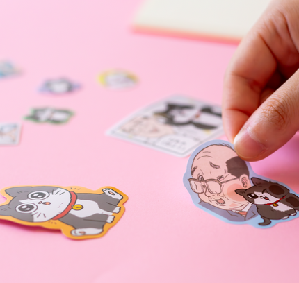 An Old Man Reincarnated as a Cat Sticker From Sunstar Stationery