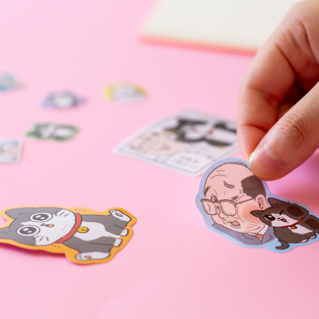 An Old Man Reincarnated as a Cat Sticker From Sunstar Stationery