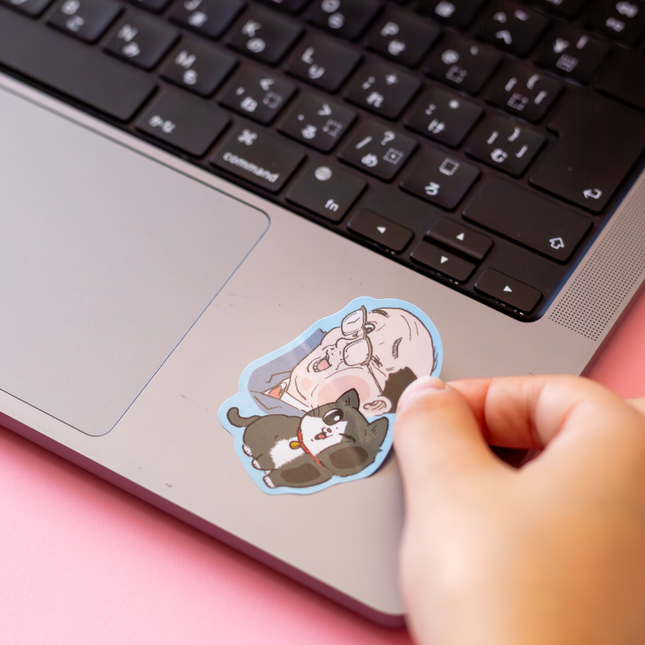 An Old Man Reincarnated as a Cat Sticker From Sunstar Stationery