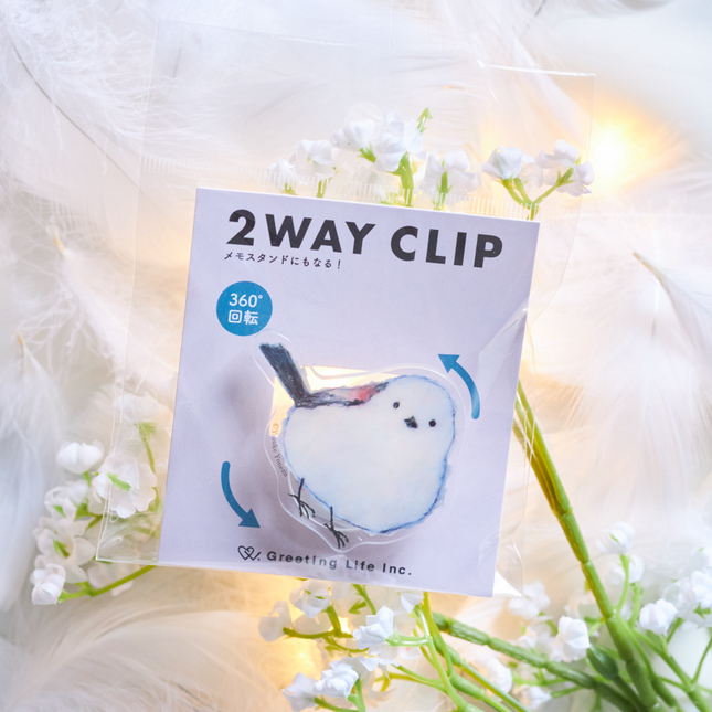 2Way Clip Shimaenaga (Long-tailed Tit) From Greeting life