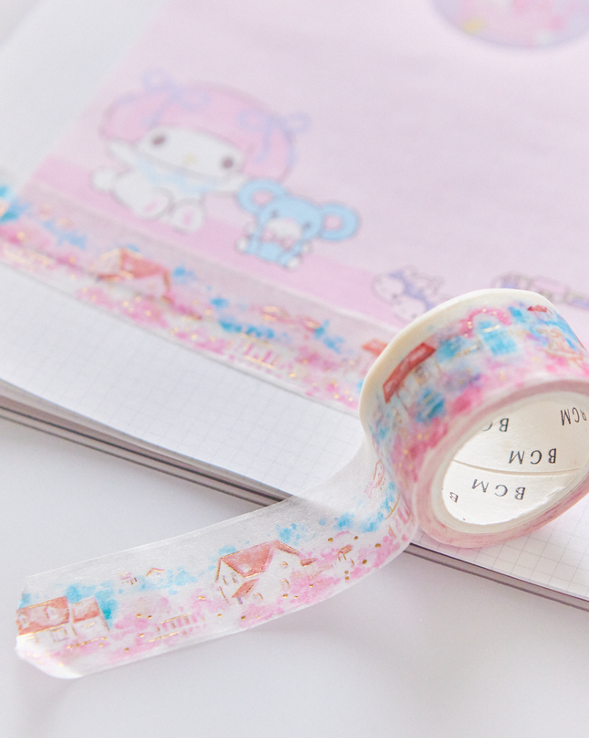 Foil-Stamped Masking Tape – Watercolor Town & Villa From BGM