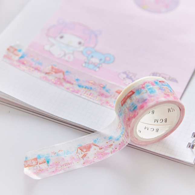 Foil-Stamped Masking Tape – Watercolor Town & Villa From BGM