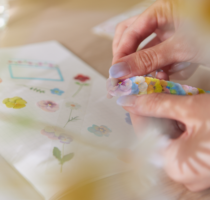 bande Fairy Pansy masking tape you can peel off one by one